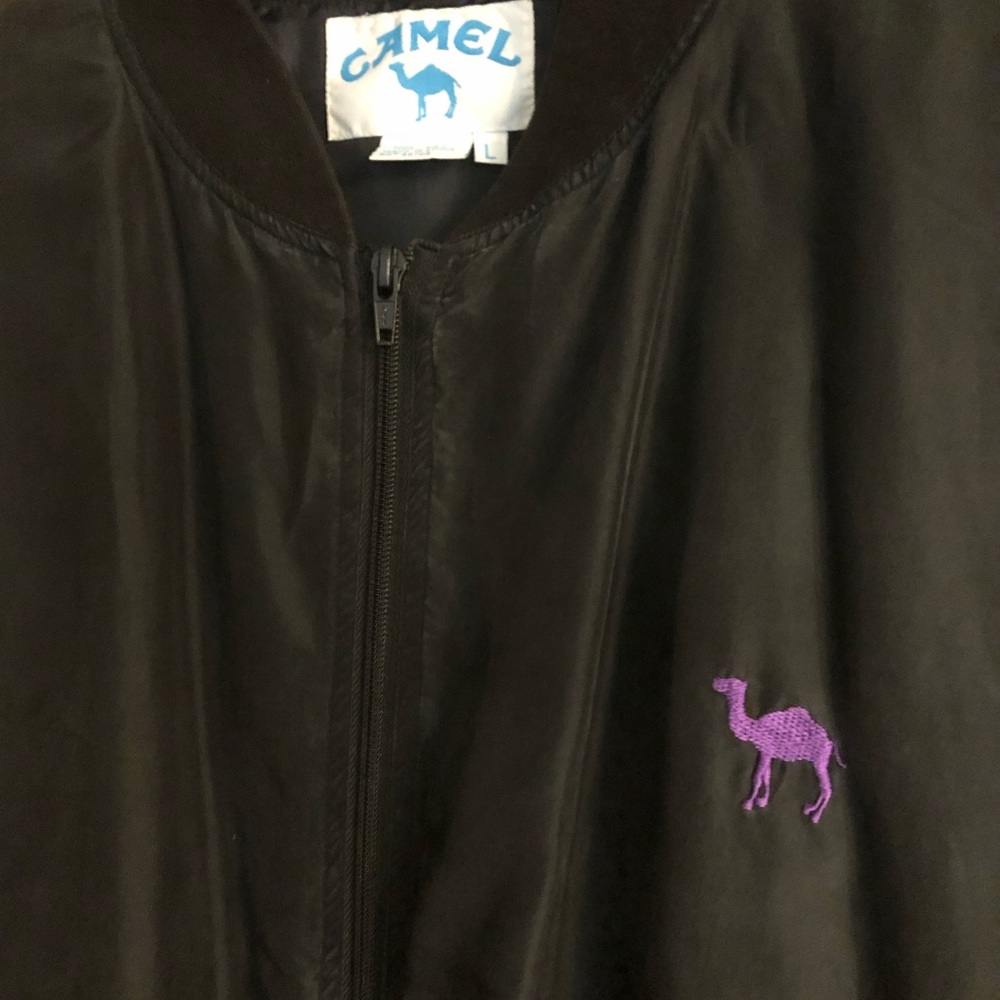 Camel/Harley Davidson silk bomber jacket